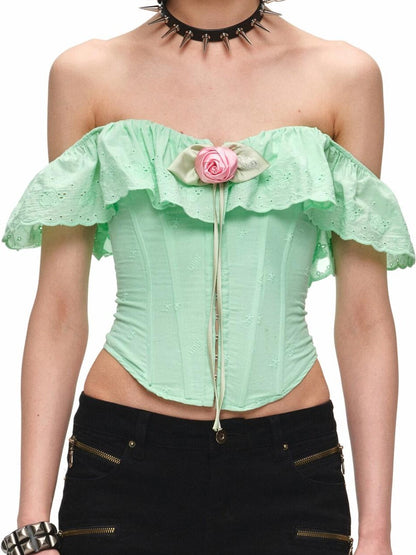1JINN STUDIO Rose Handmade Hotfix Rhinestone Corsage Dual Use Pin Clip Women&