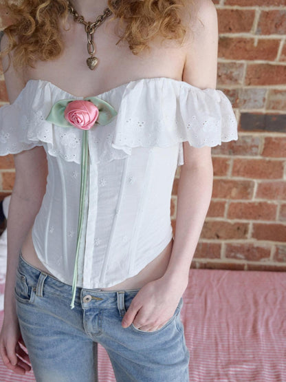 1JINN STUDIO Rose Handmade Hotfix Rhinestone Corsage Dual Use Pin Clip Women&