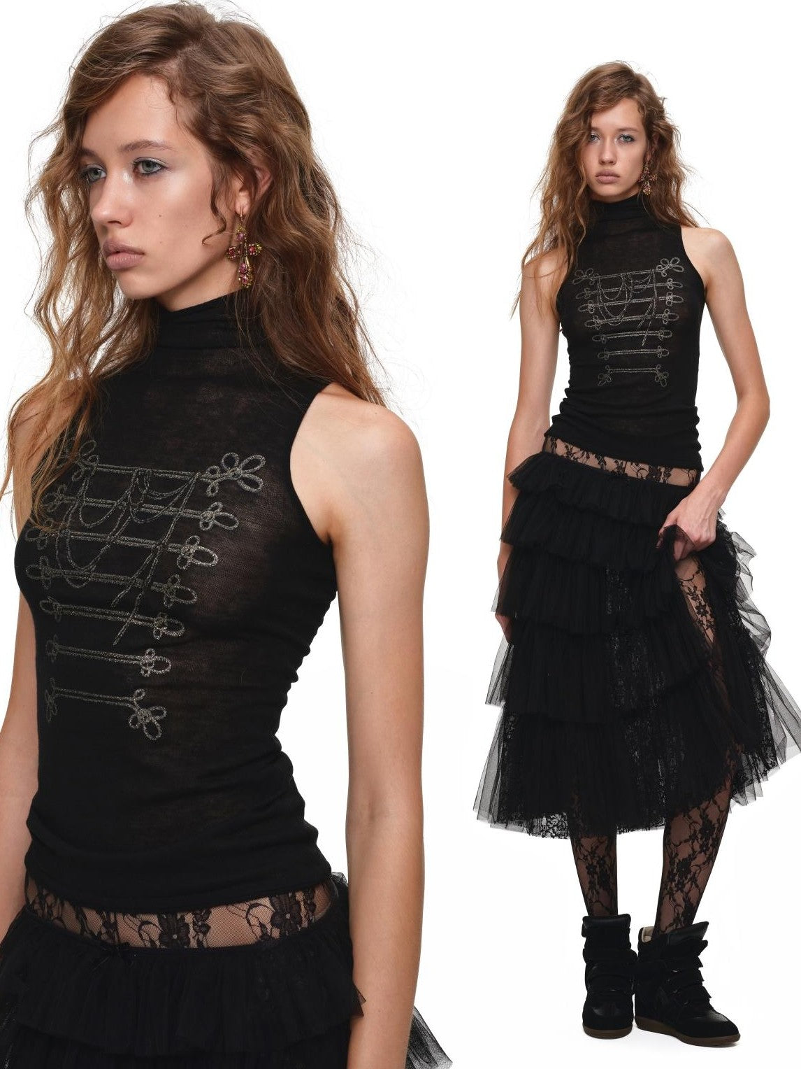 1JINN STUDIO Ruched Layered Princess Style Women&
