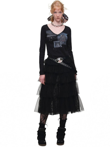 1JINN STUDIO Ruched Layered Princess Style Women&