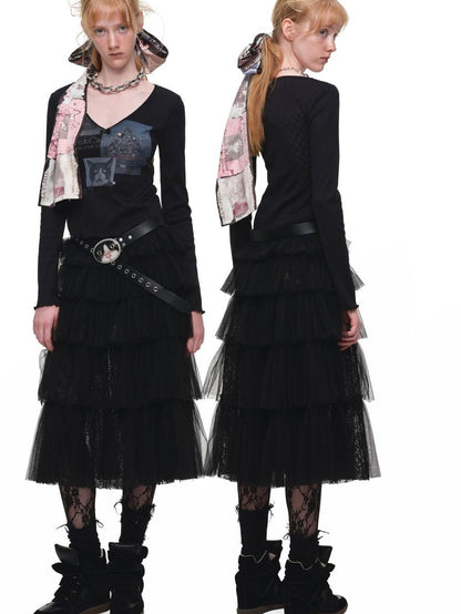 1JINN STUDIO Ruched Layered Princess Style Women&