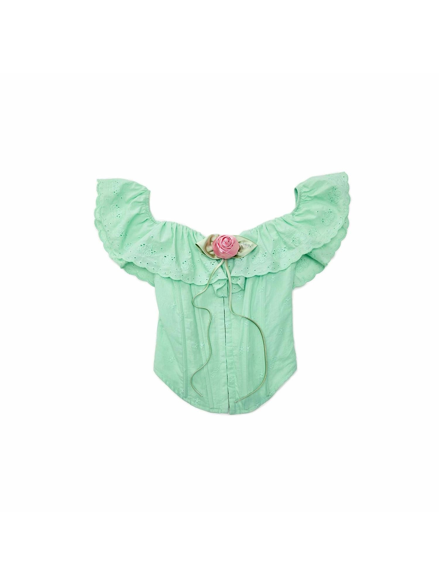 1JINN STUDIO Ruffled Off Shoulder Rose Floral Women&