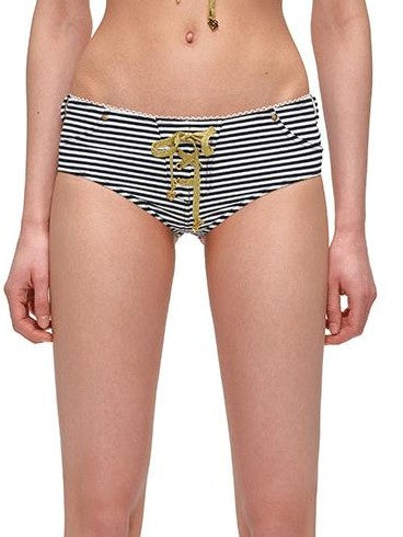 1JINN STUDIO Sailor Stripe Nautical Halter Tie Neck Women&