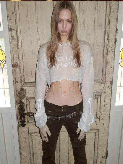 1JINN STUDIO Sequin Embroidered Sheer Cropped Women&