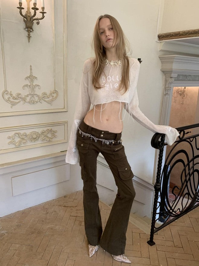 1JINN STUDIO Sequin Embroidered Sheer Cropped Women&