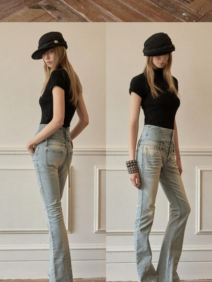 1JINN STUDIO Sequin Embroidered Slim Fit Short Sleeve Women&