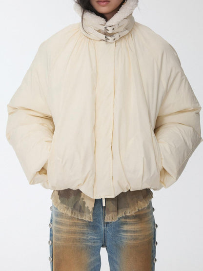 1JINN STUDIO Shearling Pleated Belted Stand Collar Women&