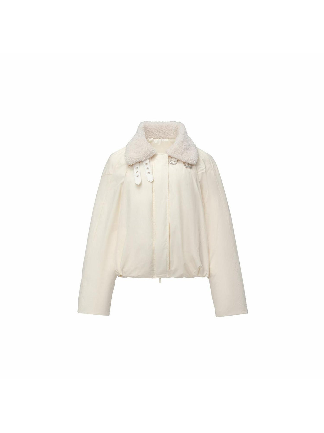 1JINN STUDIO Shearling Pleated Belted Stand Collar Women&