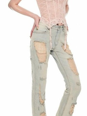 1JINN STUDIO Sheer Boned Underwire Front Button Waist Cutout Women&