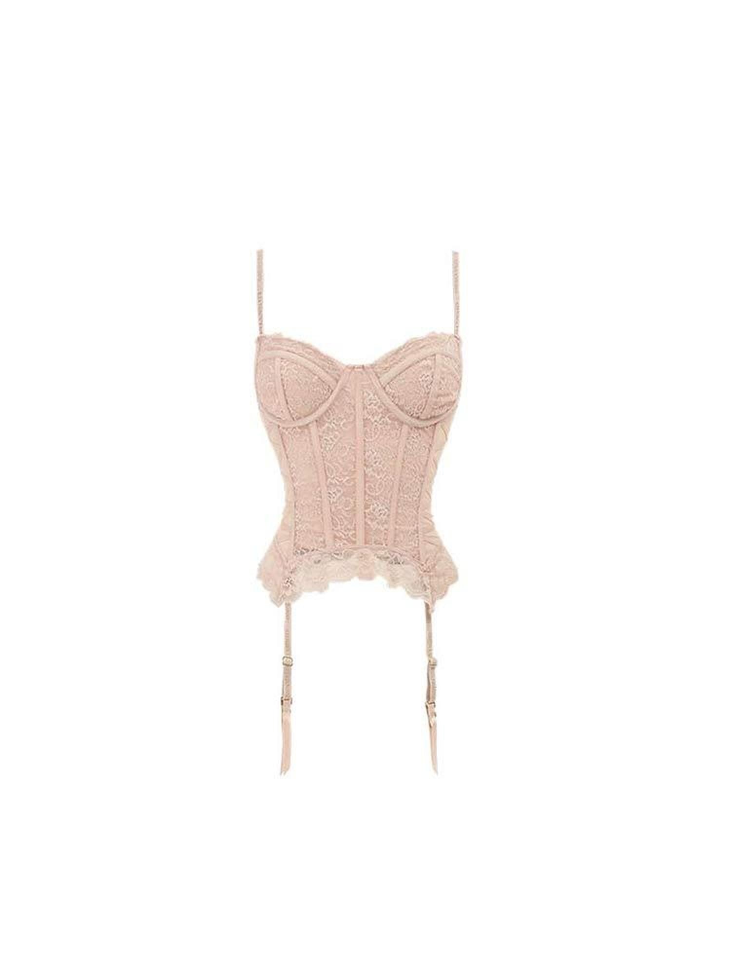 1JINN STUDIO Sheer Boned Underwire Front Button Waist Cutout Women&