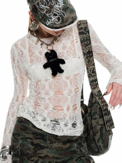 1JINN STUDIO Sheer Cutout Waist Cinch Women&