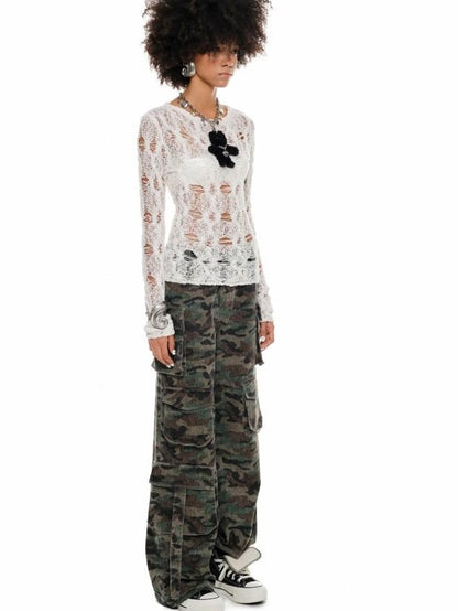 1JINN STUDIO Sheer Cutout Waist Cinch Women&