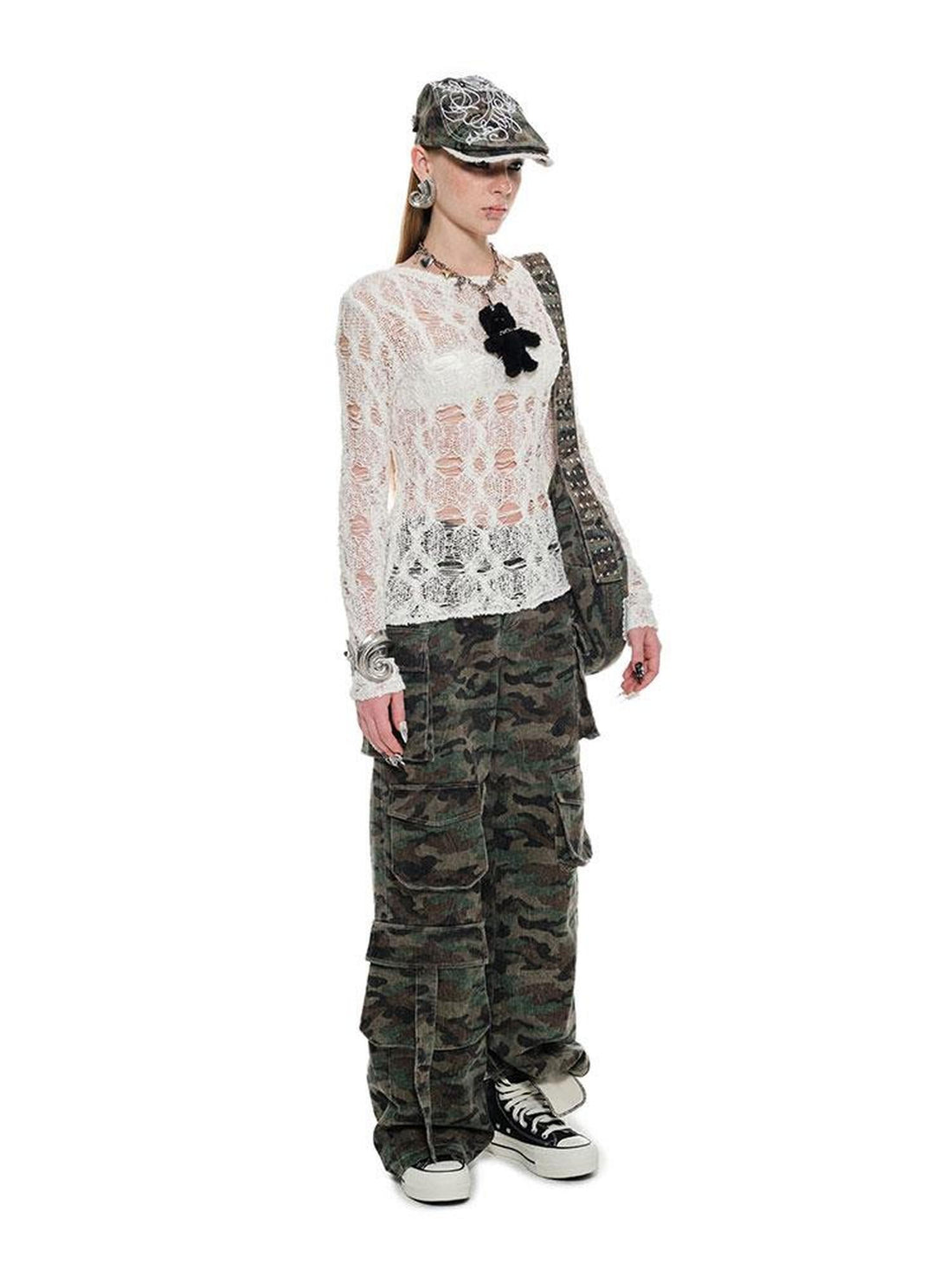 1JINN STUDIO Sheer Cutout Waist Cinch Women&
