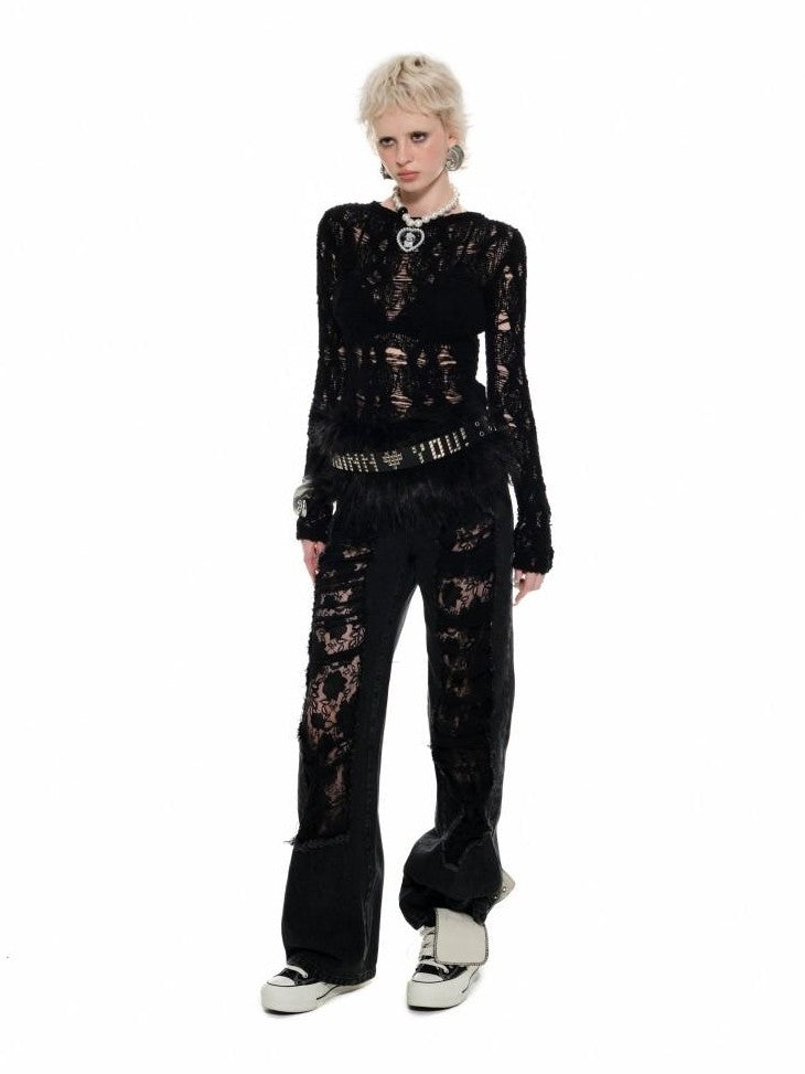 1JINN STUDIO Sheer Cutout Waist Cinch Women&
