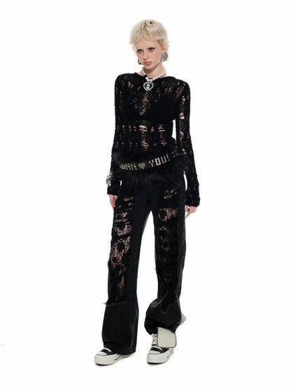 1JINN STUDIO Sheer Cutout Waist Cinch Women&