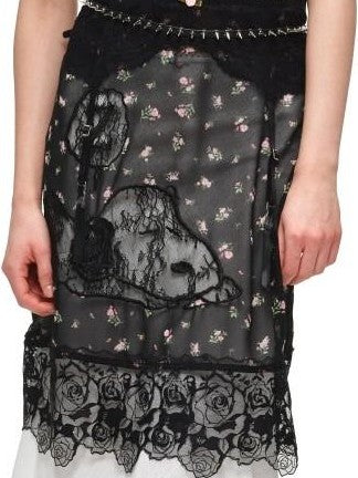 1JINN STUDIO Sheer V-neck Applique Embroidery Layered Women&