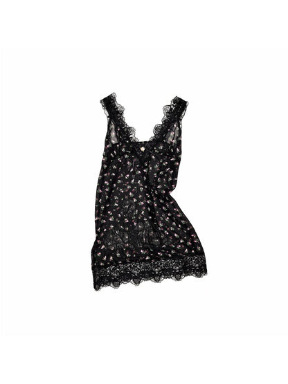 1JINN STUDIO Sheer V-neck Applique Embroidery Layered Women&