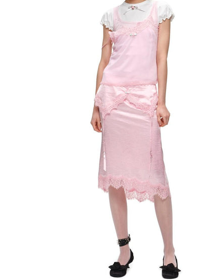 1JINN STUDIO Sheer V-neck Casual Spliced Cutout Lace Women&