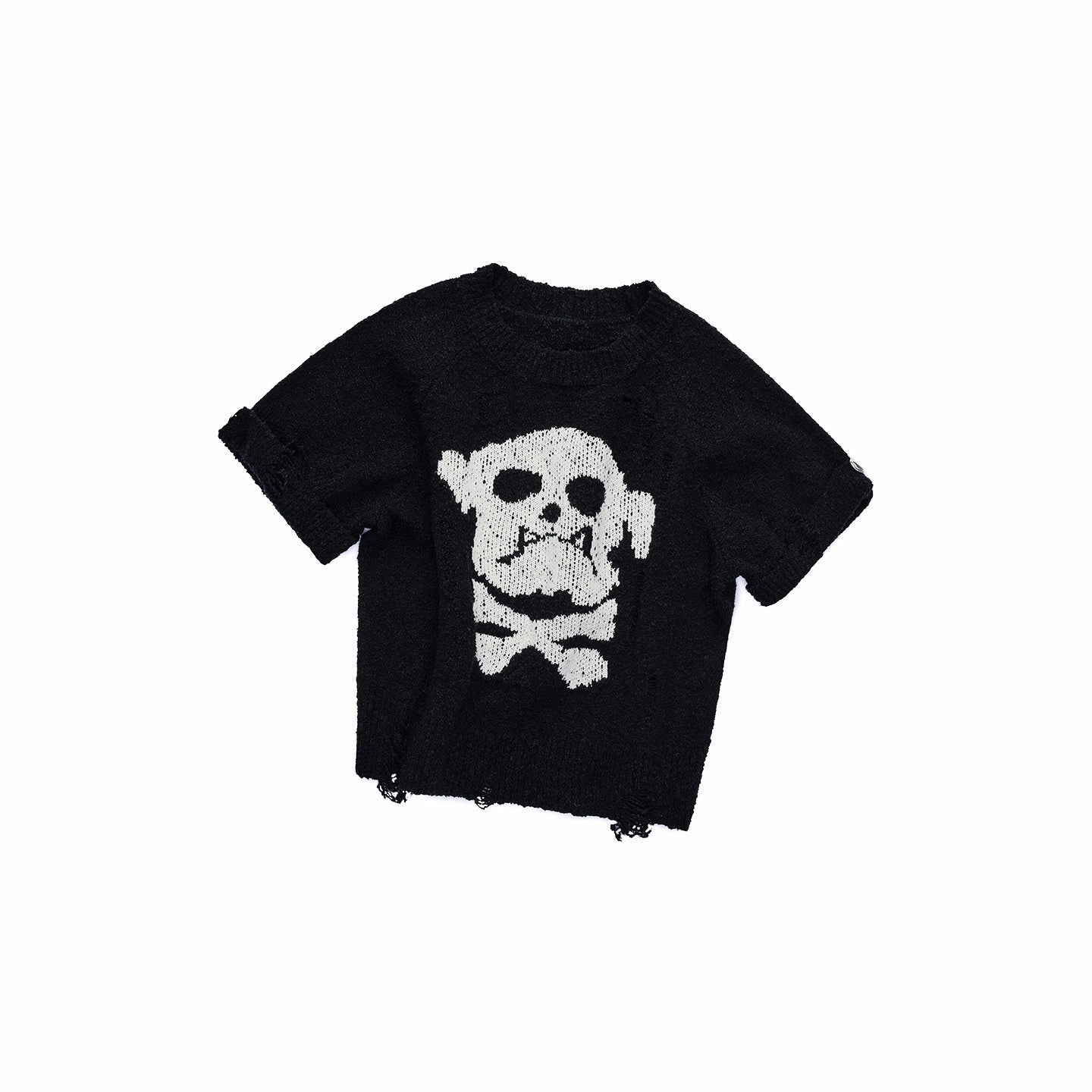 1JINN_STUDIO_Skull_Jacquard_Knit_Ripped_Fitted_Punk_Women&