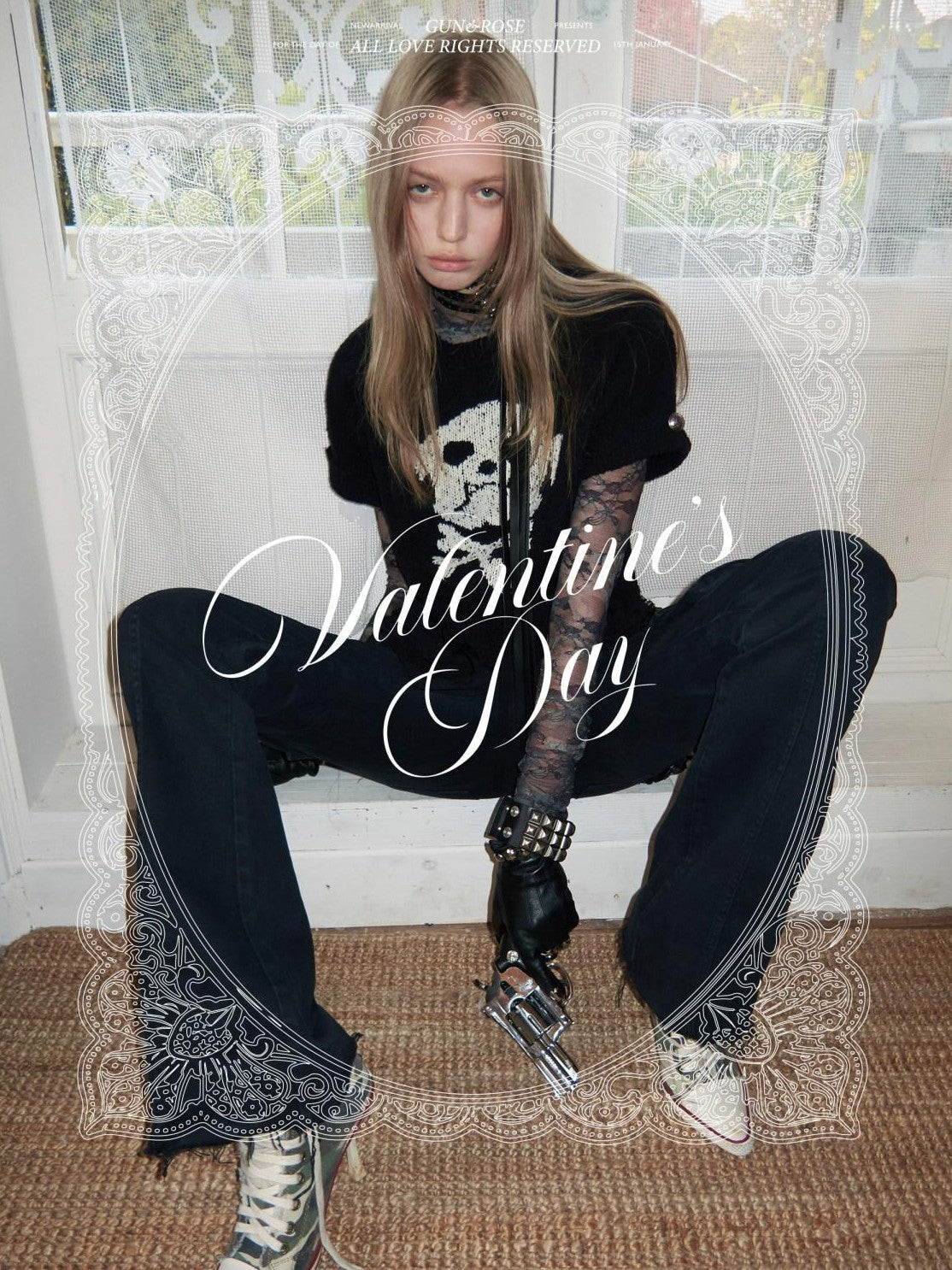 1JINN STUDIO Skull Jacquard Knit Ripped Fitted Punk Women&