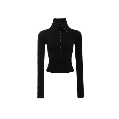 1JINN_STUDIO_Slim_Claw_Button_High_Neck_Knit_Women&