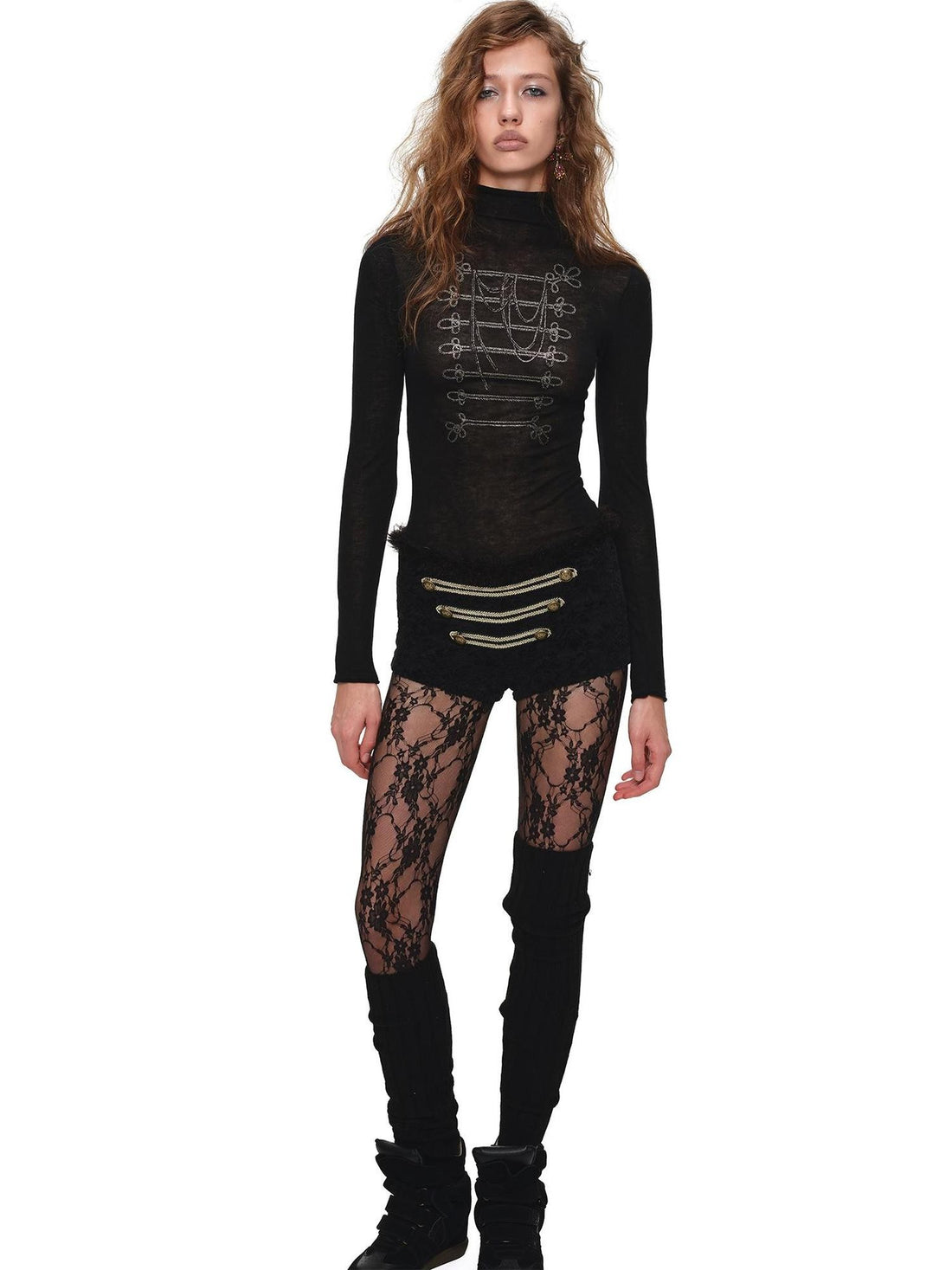 1JINN STUDIO Slim Fit Printed High Neck Knit Women&