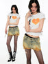 1JINN STUDIO Slimming Gold Foil Ripped Low Waist Hip Hugging Women&