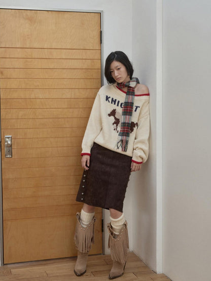 1JINN STUDIO Slouchy Fair Isle Jacquard Chunky Women&