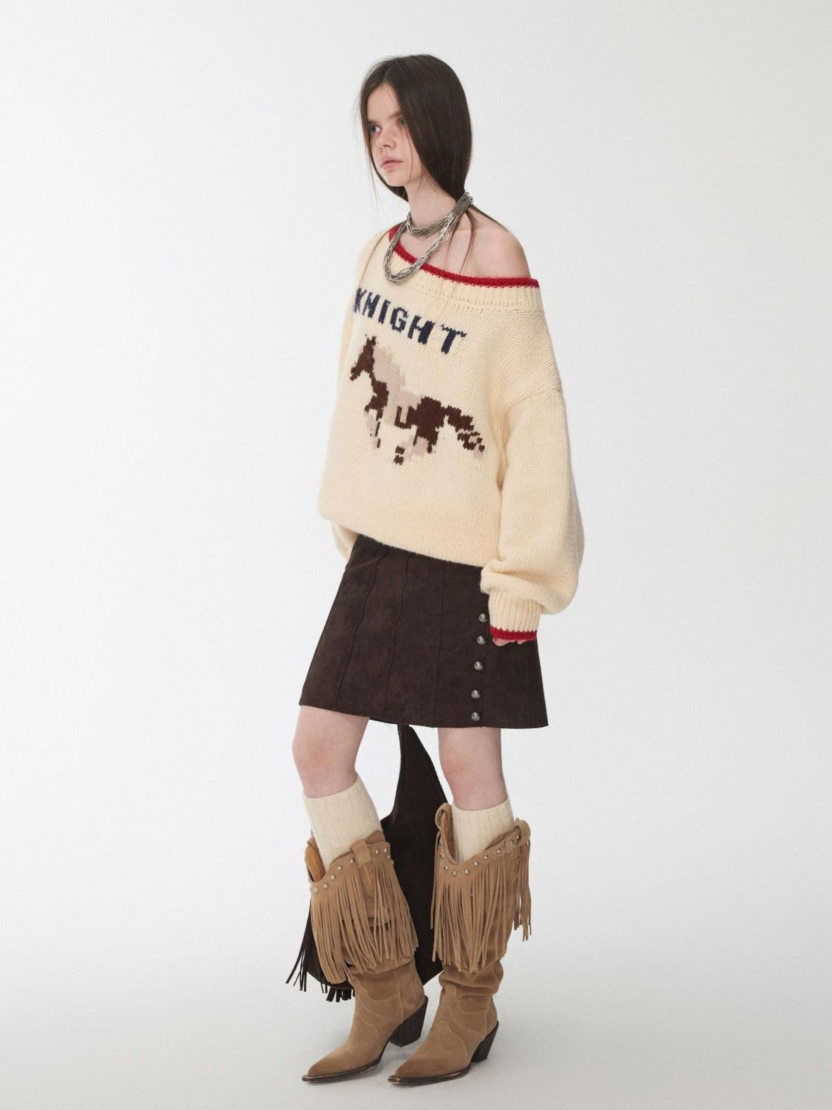 1JINN STUDIO Slouchy Fair Isle Jacquard Chunky Women&