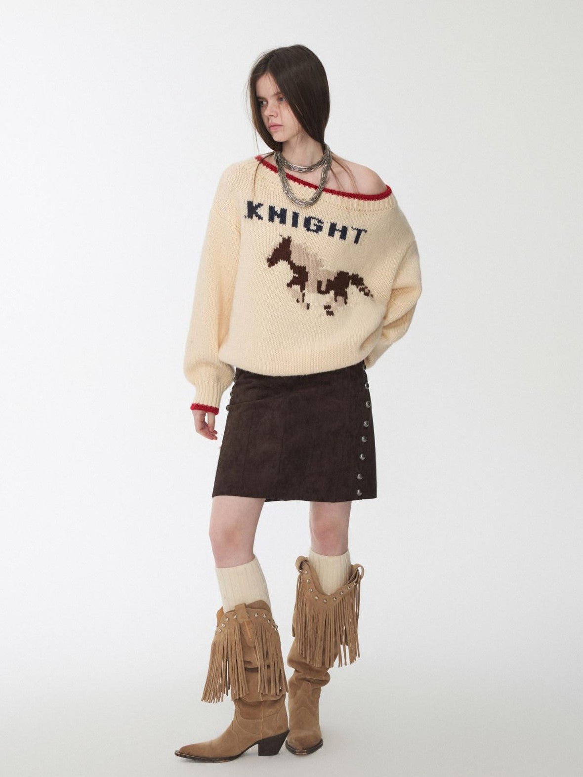 1JINN STUDIO Slouchy Fair Isle Jacquard Chunky Women&