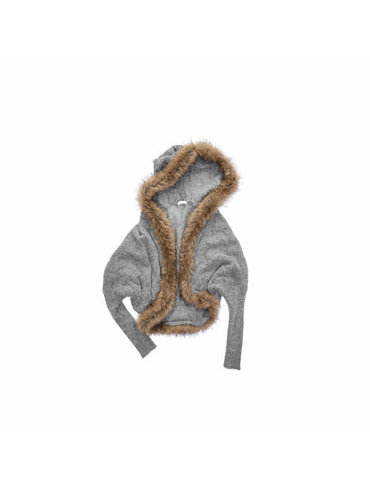 1JINN STUDIO Slouchy Fur Collar Pocket Knit Women&