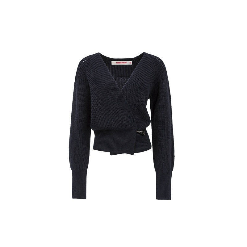 1JINN_STUDIO_Slouchy_V-neck_Cinched_Waist_Long_Sleeve_Women&