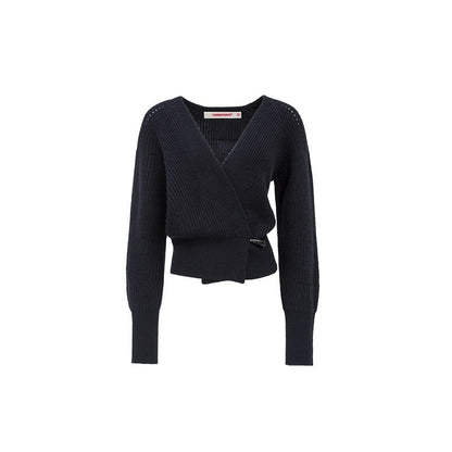 1JINN_STUDIO_Slouchy_V-neck_Cinched_Waist_Long_Sleeve_Women&