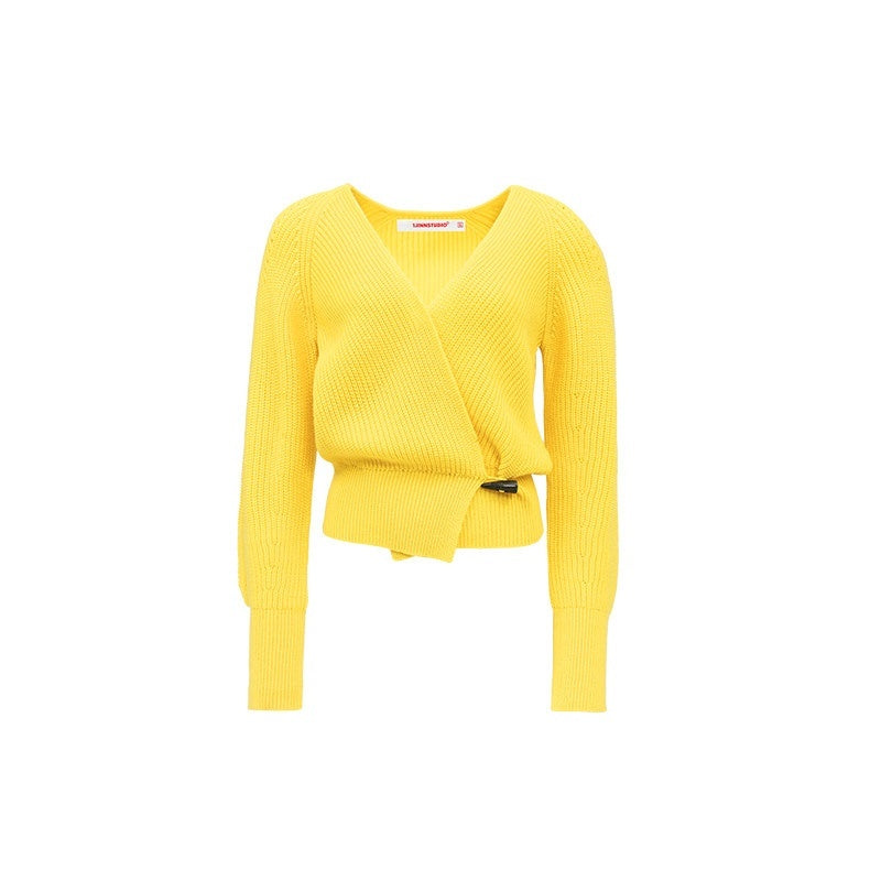 1JINN_STUDIO_Slouchy_V-neck_Cinched_Waist_Long_Sleeve_Women&