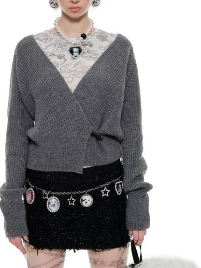 1JINN STUDIO Slouchy V-neck Cinched Waist Long Sleeve Women&