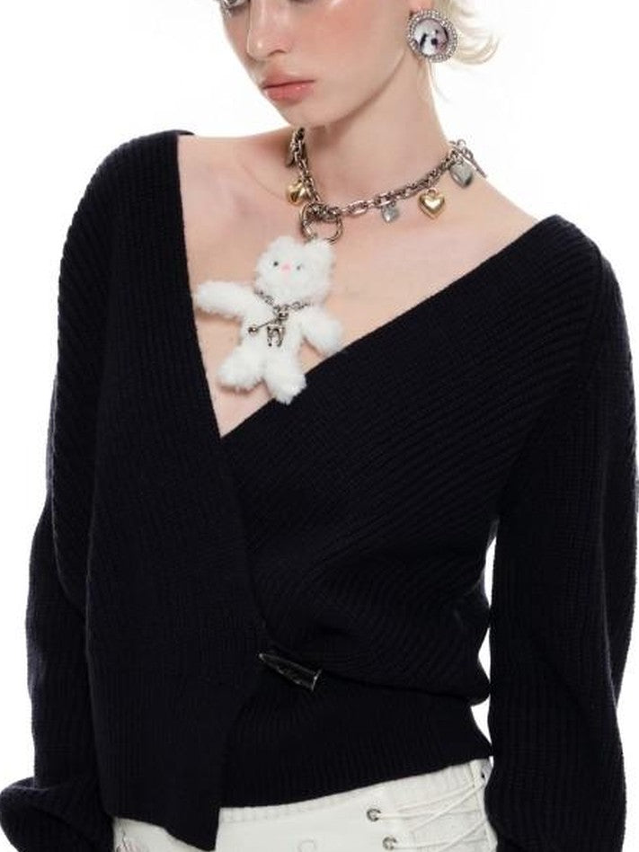 1JINN STUDIO Slouchy V-neck Cinched Waist Long Sleeve Women&