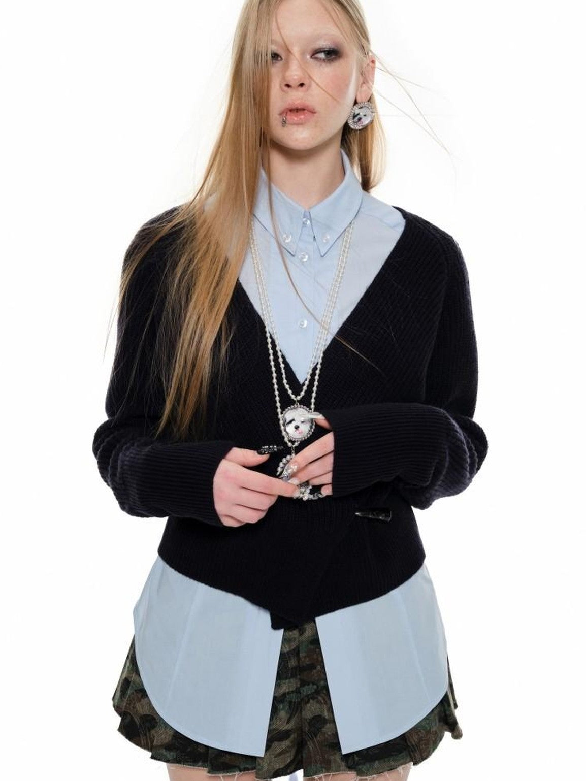 1JINN STUDIO Slouchy V-neck Cinched Waist Long Sleeve Women&