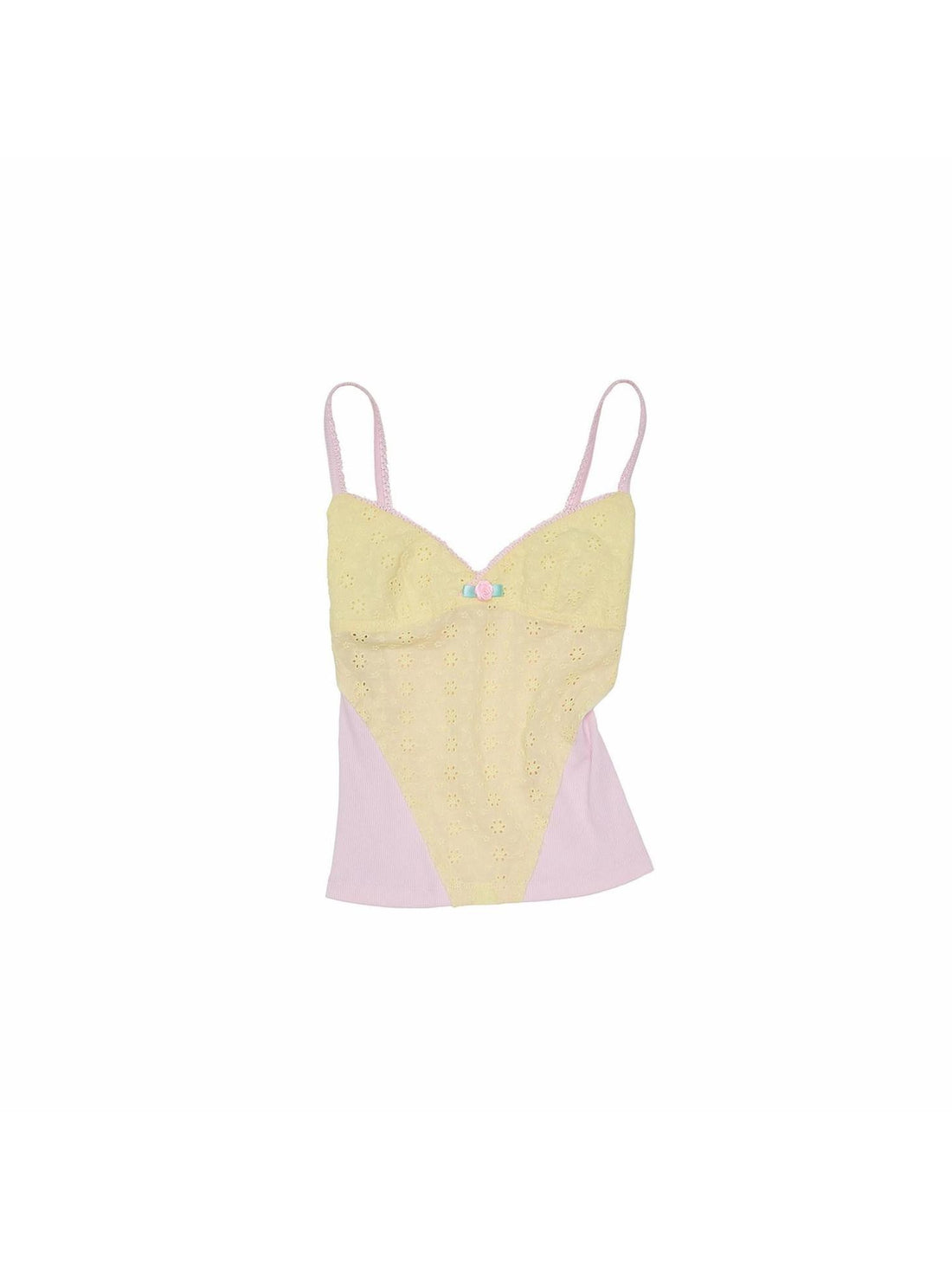 1JINN STUDIO Small Rose Jacquard V-neck Colorblock Cinched Waist Women&
