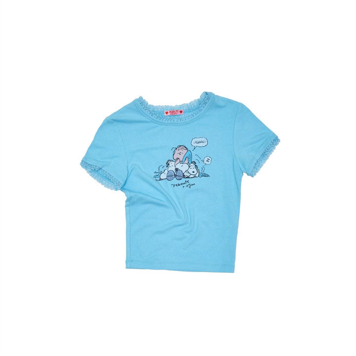 1JINN_STUDIO_Snoopy_Character_Printed_Lace_Trim_Short_Sleeve_Women&
