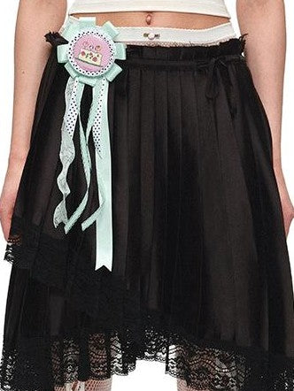 1JINN STUDIO Snoopy Character Printed Lace Trim Short Sleeve Women&