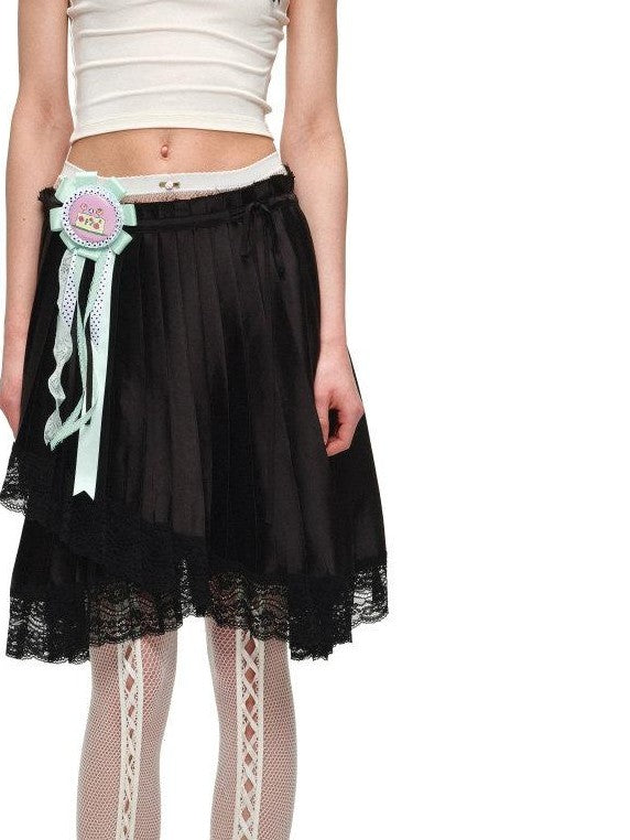 1JINN STUDIO Snoopy Character Printed Lace Trim Short Sleeve Women&