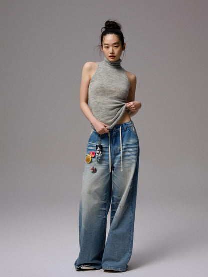 1JINN STUDIO Solid High Neck Cinched Waist Knitted Women&