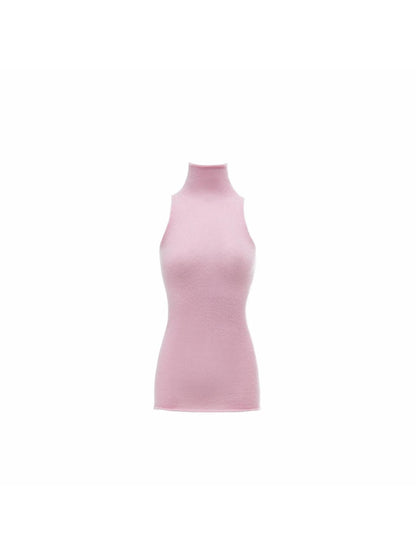 1JINN STUDIO Solid High Neck Cinched Waist Knitted Women&