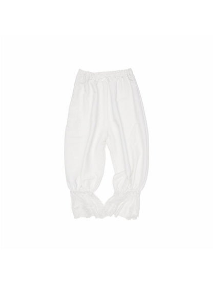 1JINN STUDIO Solid Lace Lantern Style Loose Drape Elastic Waist Women&