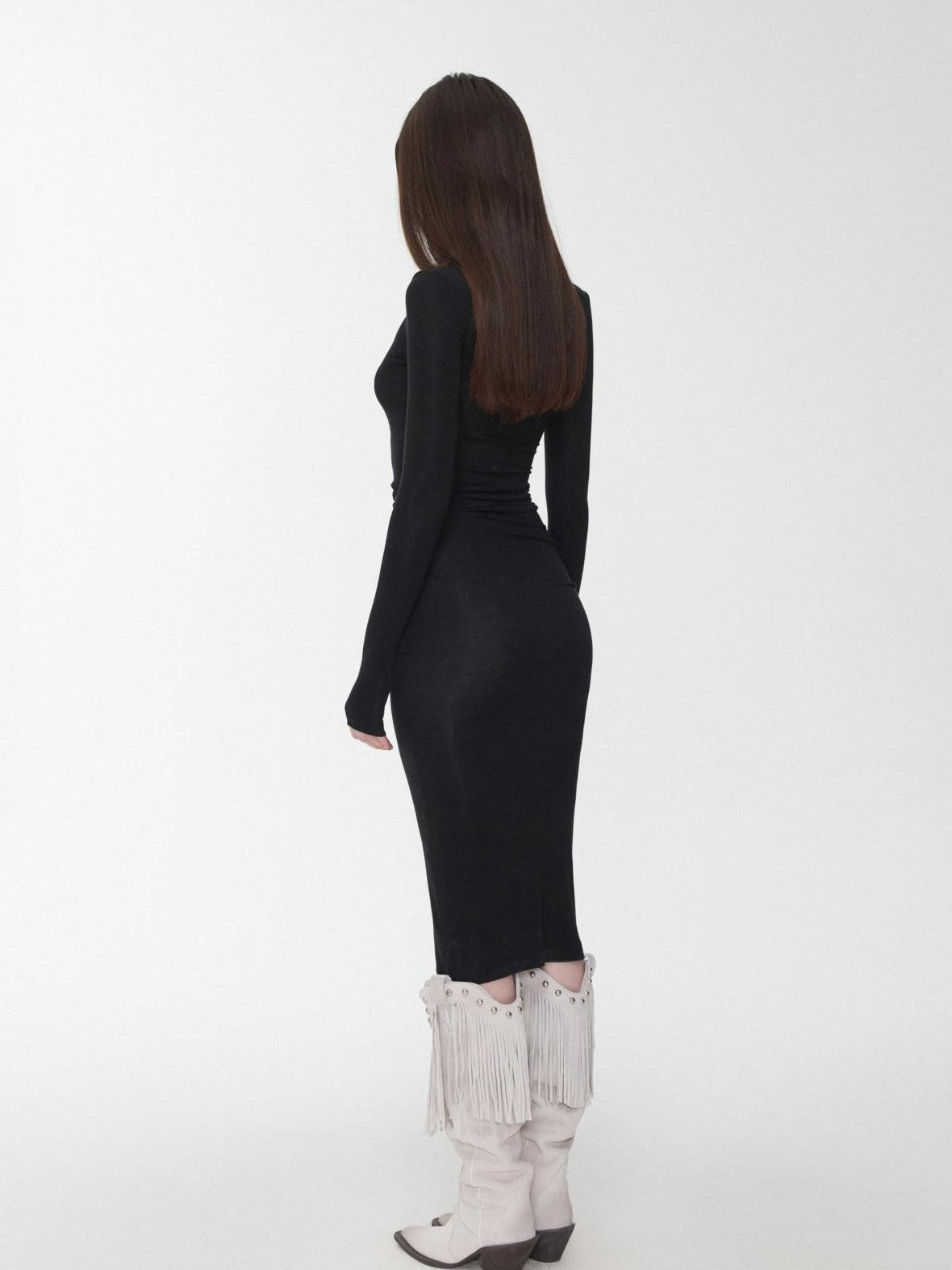 1JINN STUDIO Solid Rhinestone Mock Neck Slim Fit Women&
