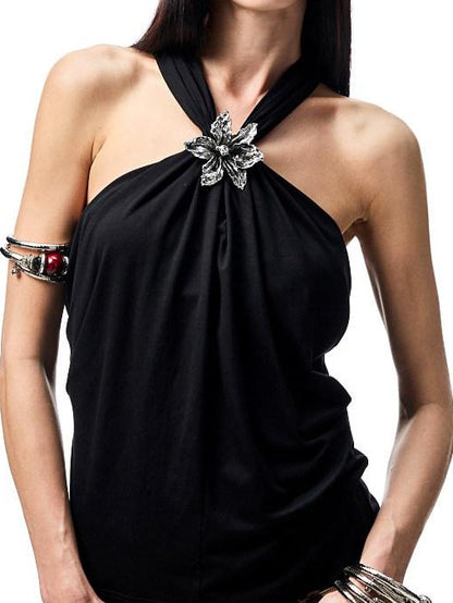 Solid Ruched V Knot High Stretch Women&