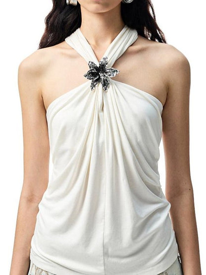 Solid Ruched V Knot High Stretch Women&