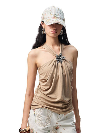 Solid Ruched V Knot High Stretch Women&