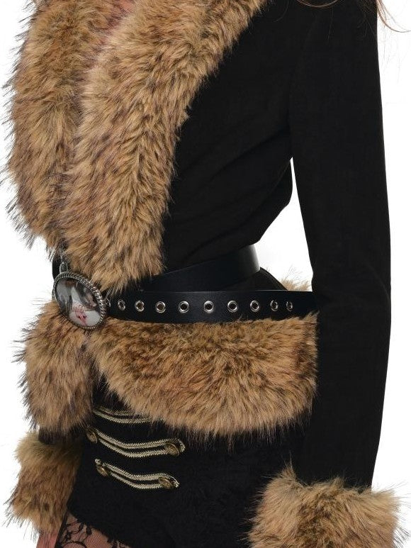 1JINN STUDIO Spliced Napoleon V-neck Slim Fit Long Sleeve Cardigan Women&
