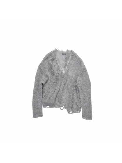 1JINN STUDIO Star Cutout V-neck Sheer Relaxed Knit Women&